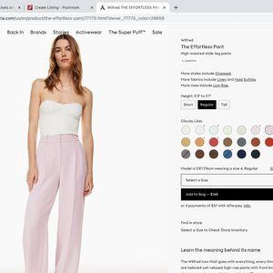 Aritzia Effortless Pant (00, pink)